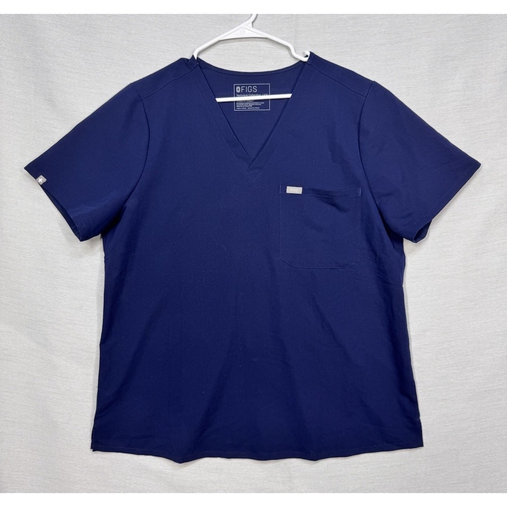 FIGS Technical Collection Medical Scrub Top Womens Size XXL Navy Blue V-neck Lab